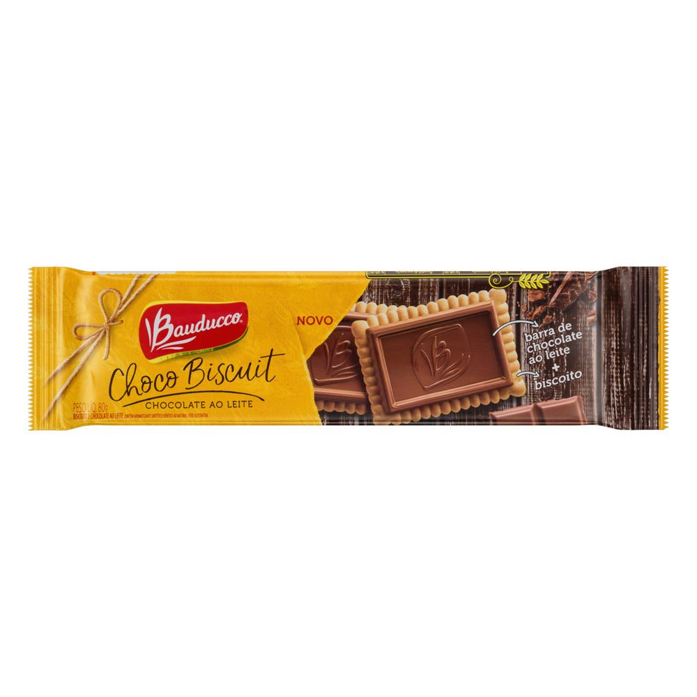 Biscoito Com Chocolate Em Cima Biscoito Bauducco Choco Biscuit Chocolate Ao Leite 80g - Sao Luiz loja